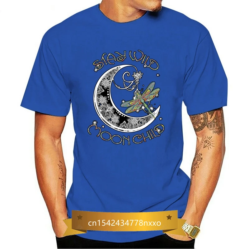 

Stay Wild Moon Child Hippie Dragonfly T Shirt Black Cotton Men S 6Xl Us Supplier