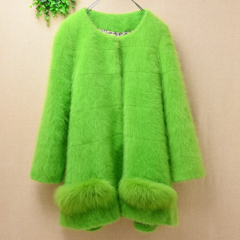 

1.2KG heavy thick female women winter clothing hairy mink cashmere knitted long sleeve loose cardigan angora jacket coat sweater