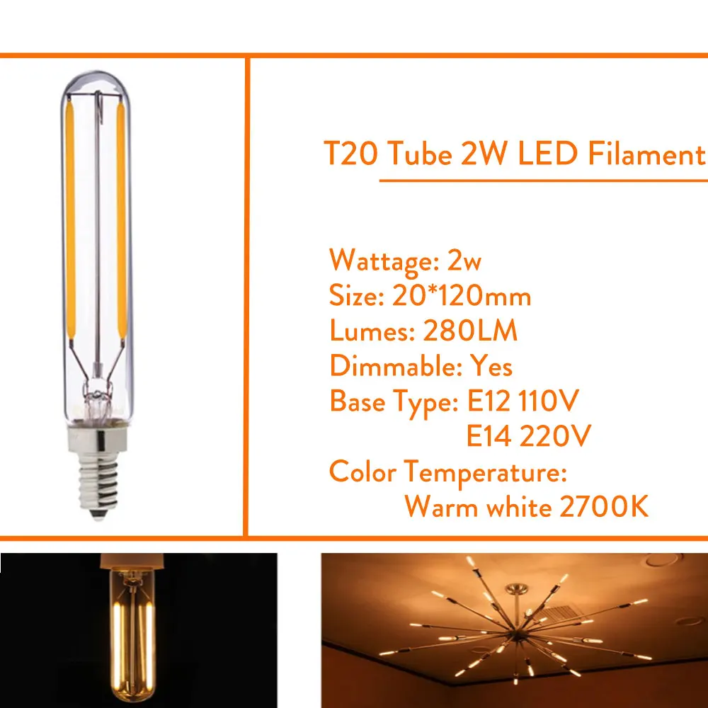 Dimmable T20 C7 E12 110V Светодиодный светильник 0,5 W 1W 2W Светодиодный светильник E14 220V Ретро Мини светодиодный светильник Edison холодильник 240V 130V