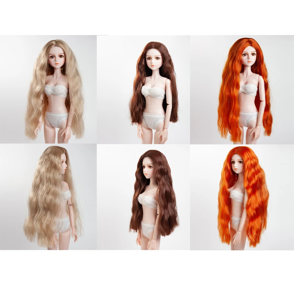 

Long Curly Hair Wig Hairpiece for 1/4 BJD Girl Dolls Accessories DIY Making