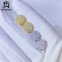MM Moissanite Earrings VVS New Round S925 Silver Real Diamond Iced Out Ear Studs For Women Men High-End Jewelry Pass Tester