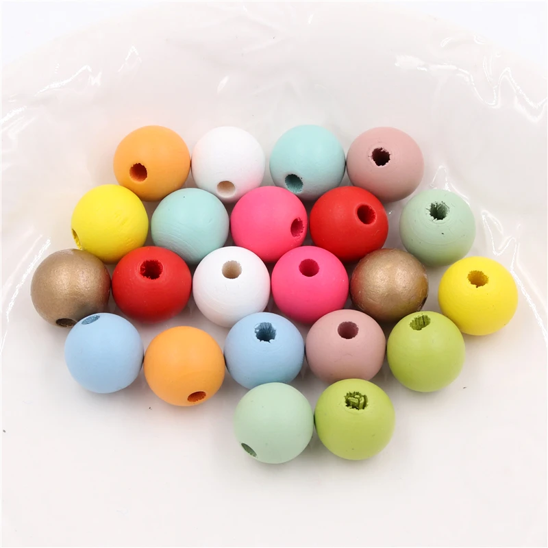 20 шт 16 мм яркие цвета круглые деревянные бусины для поделок своими руками детские