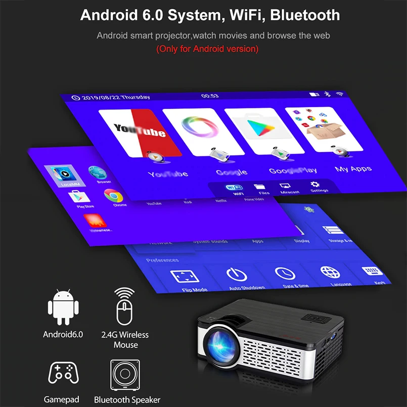 Мини проектор metsaund W5 портативный для умного дома 1080p Full Hd Android встроенный Bluetooth