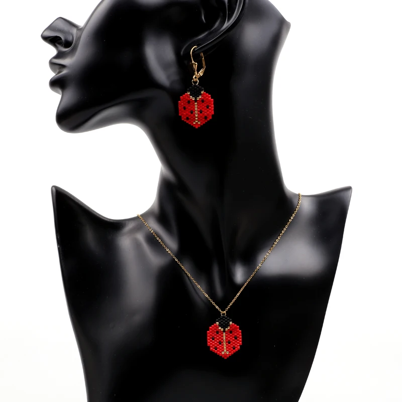 Fairywoo Красные Серьги Божья коровка Висячие серьги для женщин животные большие