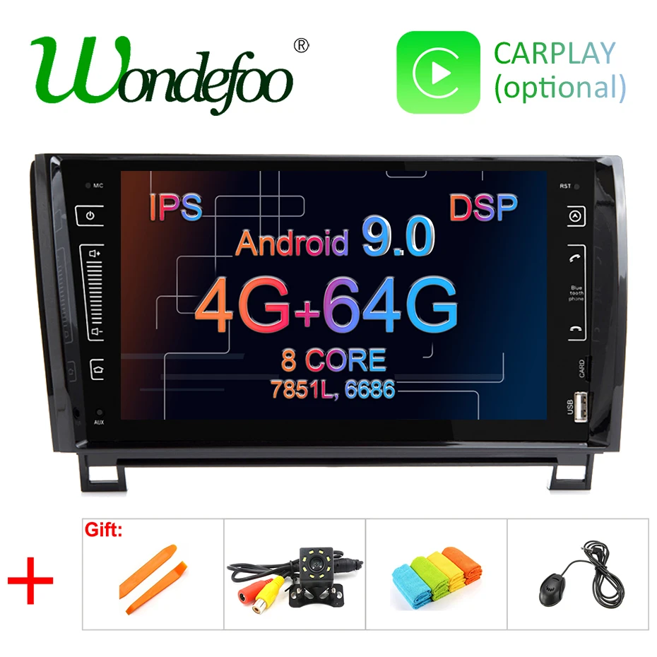 " DSP Android 9,0 ips экран 64G радио GPS 2 DIN в автомобиль для TOYOTA Sequoia Tundra стерео без DVD плеера навигационный приемник аудио