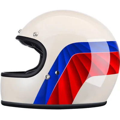 AMZ мотоциклетный шлем Полнолицевой шлем для мотокросса Retrol rbike Riding Racing Casco Moto с точечной сертификацией - Цвет: White Colourful