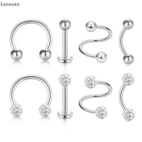leosoxs set stainless steel lip nails eyebrow nails nose nails navel ring piercing jewelry 8 piece set