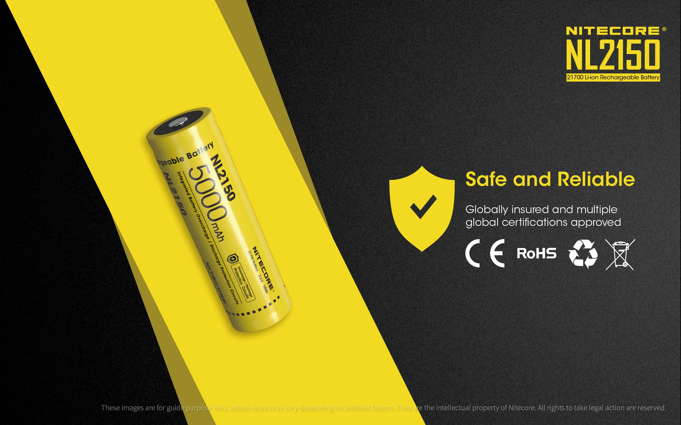 NITECORE NL2150 NL2145 NL2140 3,6 V 21700 литий-ионная аккумуляторная батарея