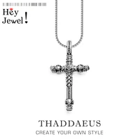 cross black link necklacebrand new chain fashion jewelry europe rhodium plated rebel bijoux gift for men women