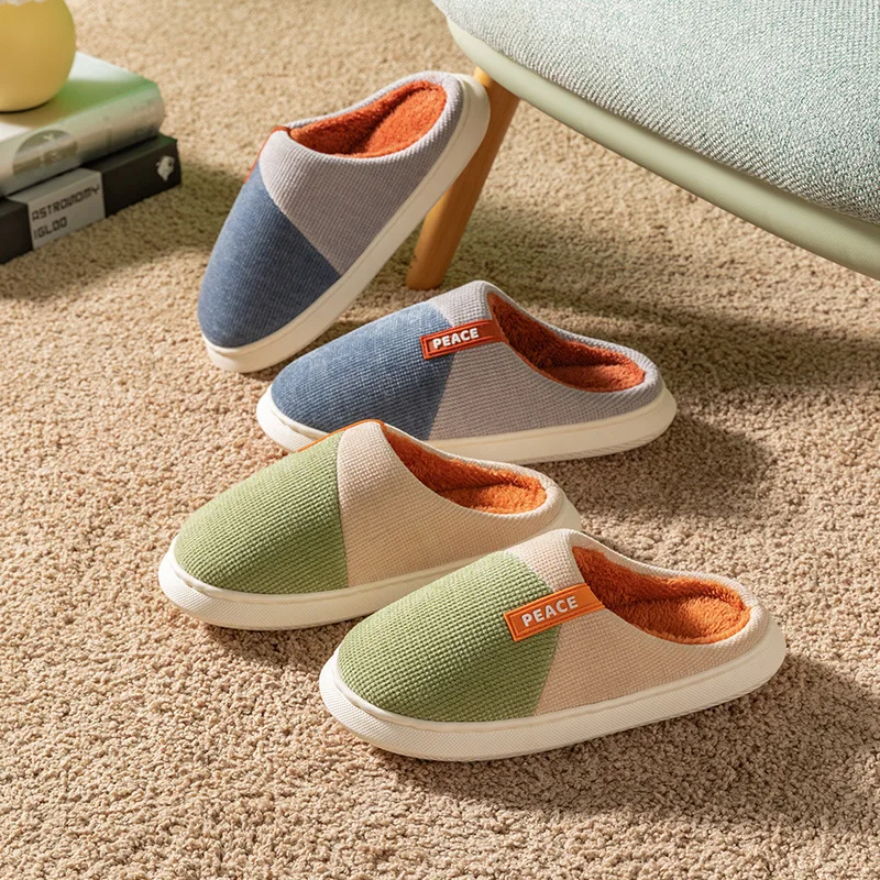 Cotton Slippers Men's Home Non-Slip Men's Couple Plush Shoes Woman Slippers Shoes for Women House Slippers Furry Slippers