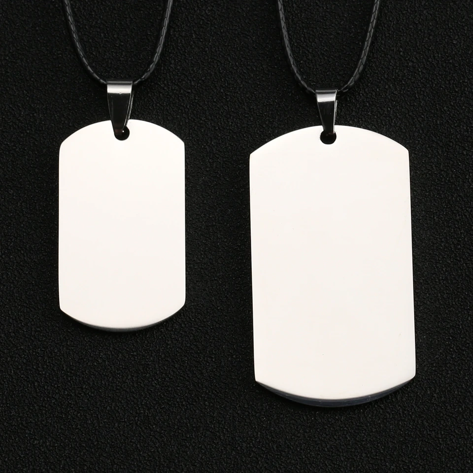 Собачья бирка ожерелье DogTag Военная армейская табличка с гравировкой ID пустой серебряный полированный кулон ювелирные изделия из нержавеющей стали для мужчин