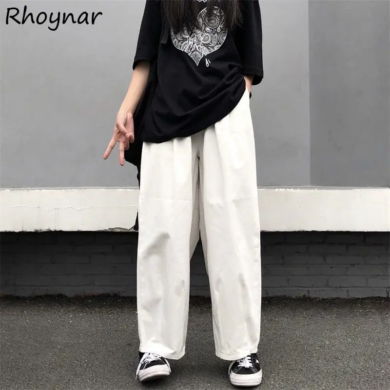 

Брюки женские летние Harajuku, широкие, однотонные, с высокой талией