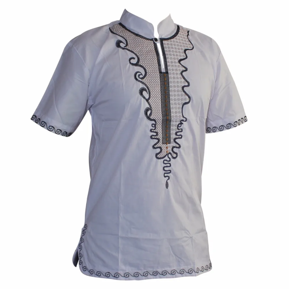 рубашка мужская Great Golden Embroidered Slim African Hippie Dashiki Top Ankara For Man's Short Sleeve Fashion Muslim T-Shirts