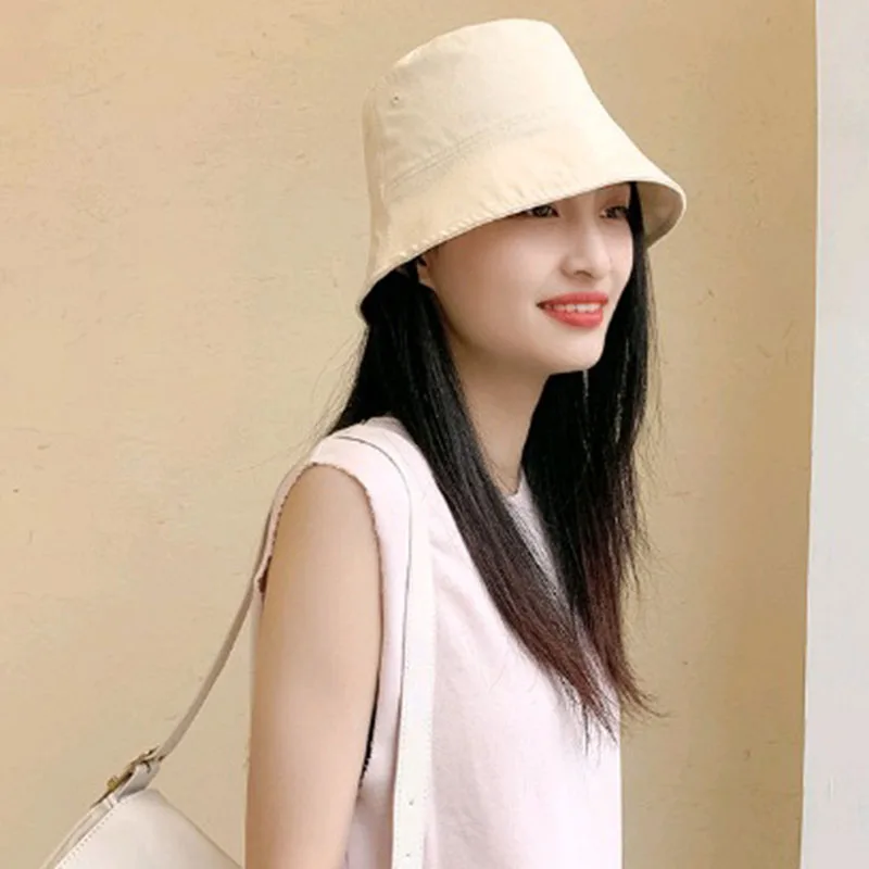 

Summer Flat Brim Fisherman Hat Korean Breathable Sunscreen Sun Hat Shopping Basin Hat Foldable Visor Hat Solid Color Bucket Hat