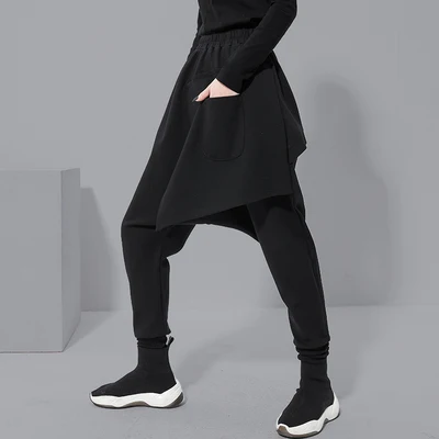 Брюки женские с узкой талией модные штаны большого размера разрезом