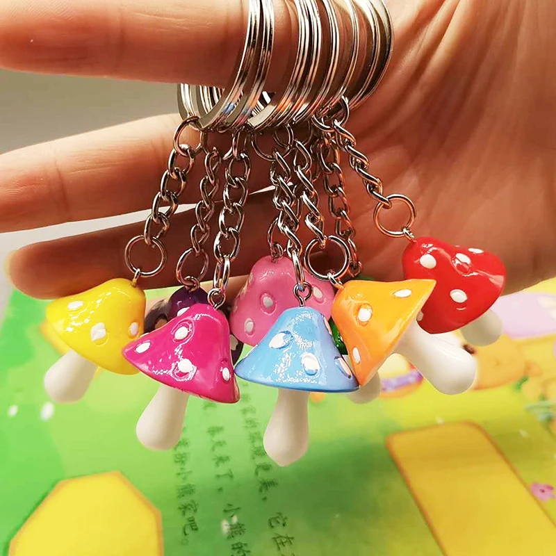 Vintage Originality Keychain Colour Mushroom Key Buckle Hang Bag Resin Cartoon Pendant Promotional Gifts Wholesale  Украшения