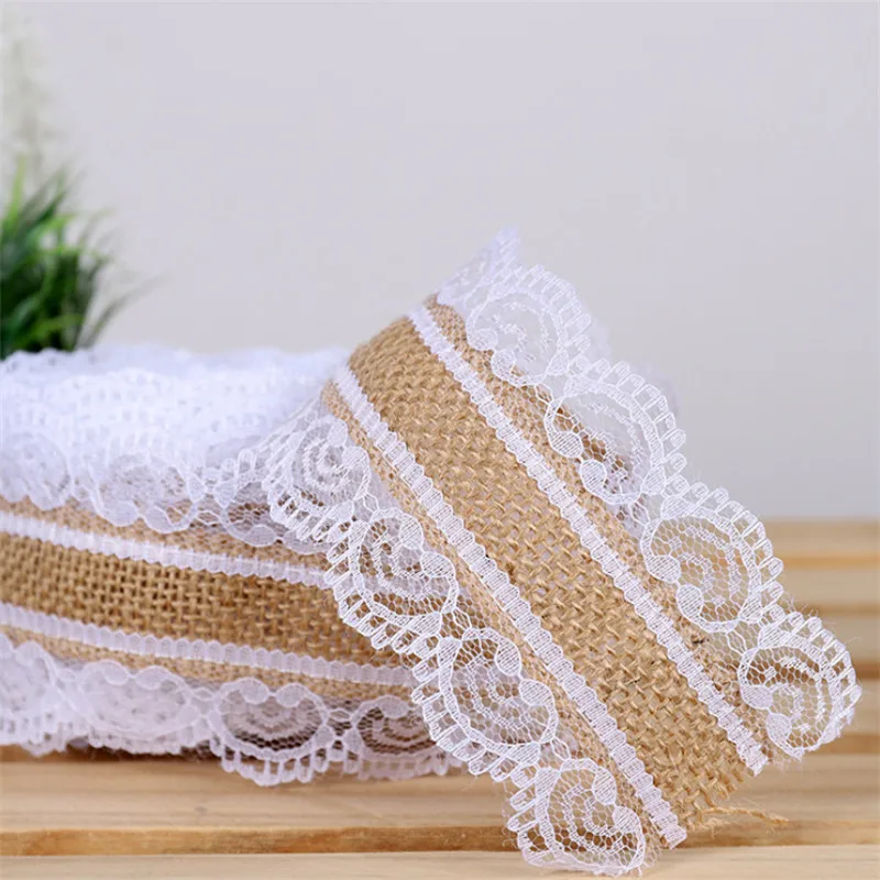 10 м натуральный джут джутовая ткань мешочная кружевная лента с белая отделка