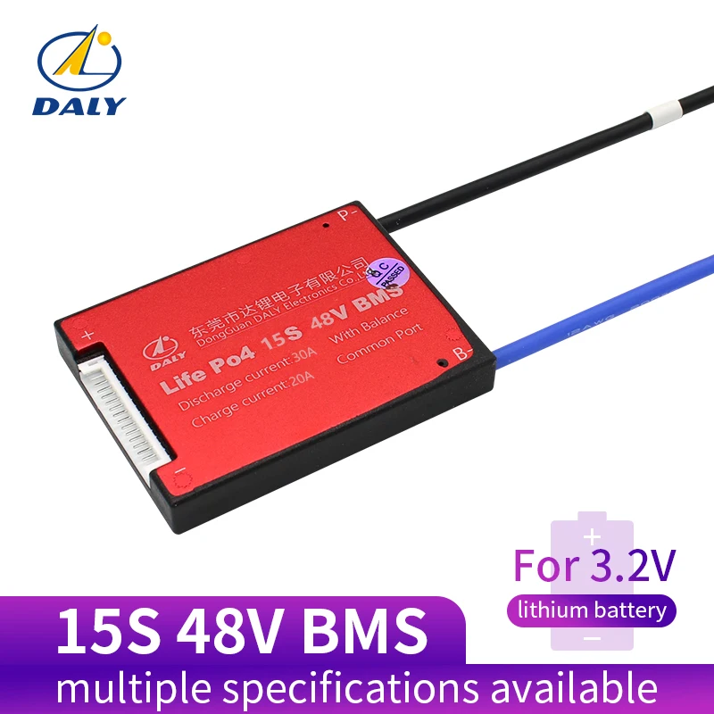 Daly 3,2 V 48v LifePo4 15S bms 48V 20A 30A 40A 60A 18650 PCM плата защиты батареи BMS с сбалансированным модулем литиевой батареи