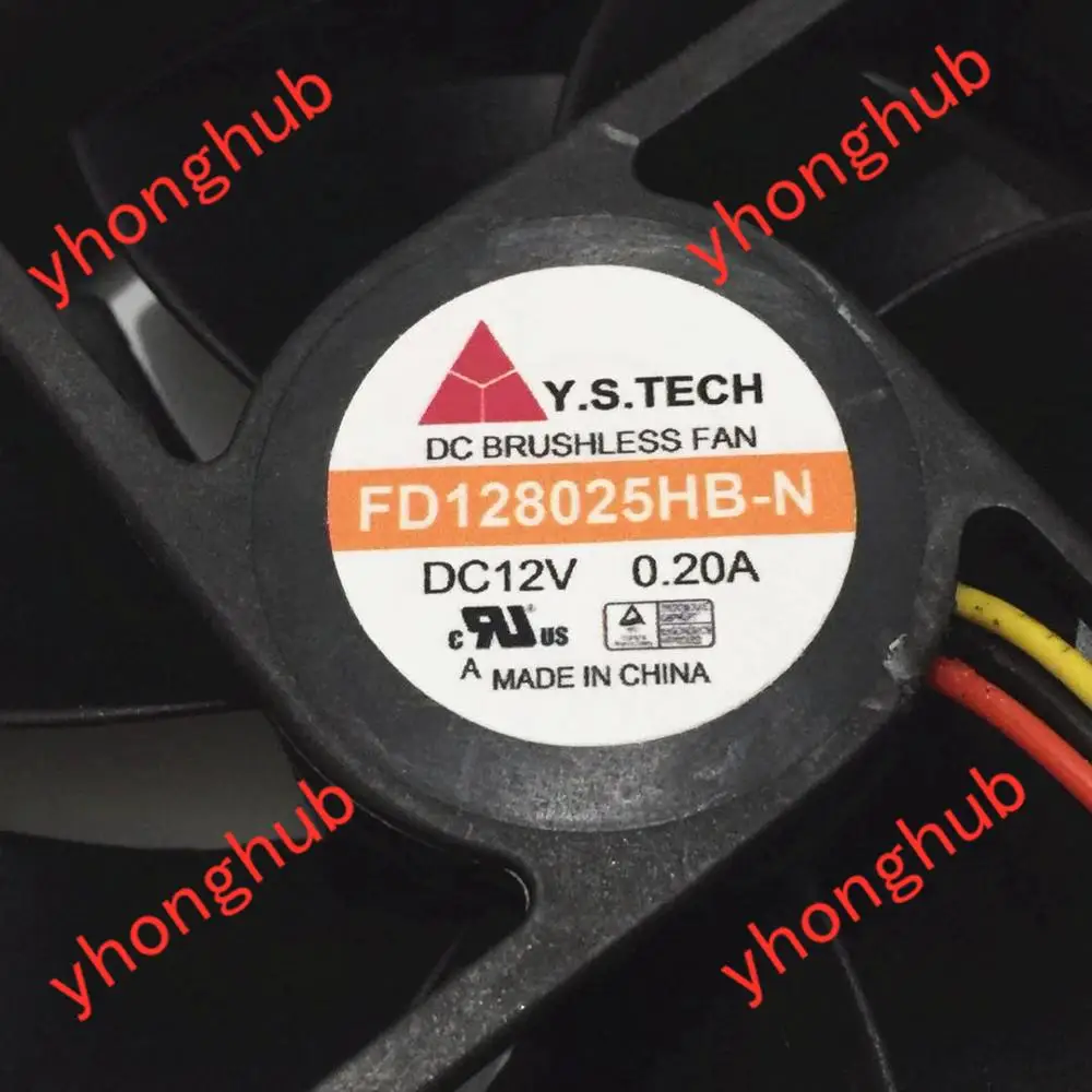 Y.S TECH FD128025HB N DC 12V 0.2A 80x80x25 мм 3 Провода Сервер вентилятор охлаждения|Кулеры и