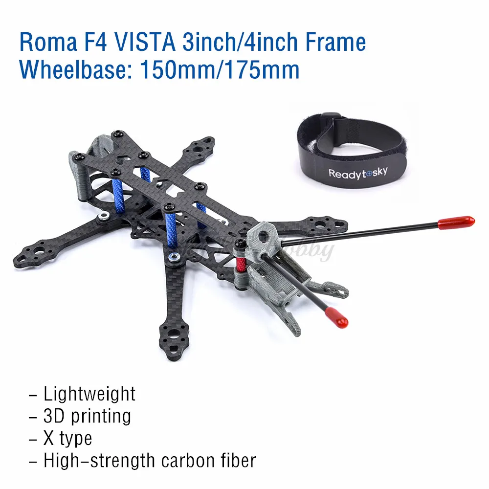 Kit de cuadro de 3 pulgadas, 150mm/4 pulgadas, 175mm, tablero de fibra de carbono ligero X tipo 3K, Dron FPV, cuadric&oacute;ptero con impresi&oacute;n 3D-0