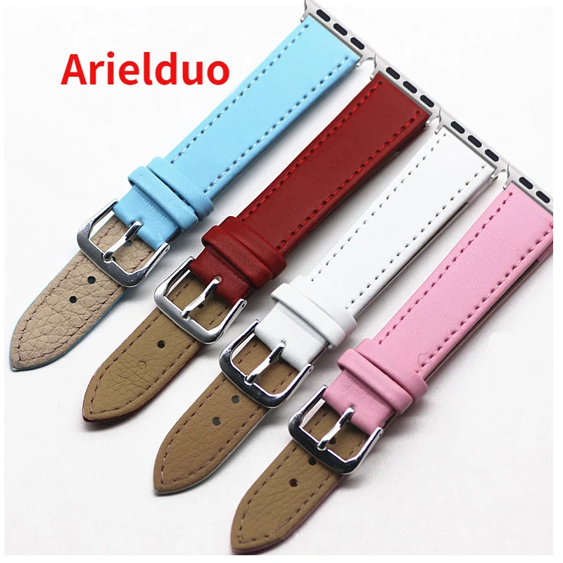 

Strap suitablefor iWatch 38mm 42mm leather strap Suitable for Apple Watch 40mm 44mm Series 123456 SE Genuine Leather band pink