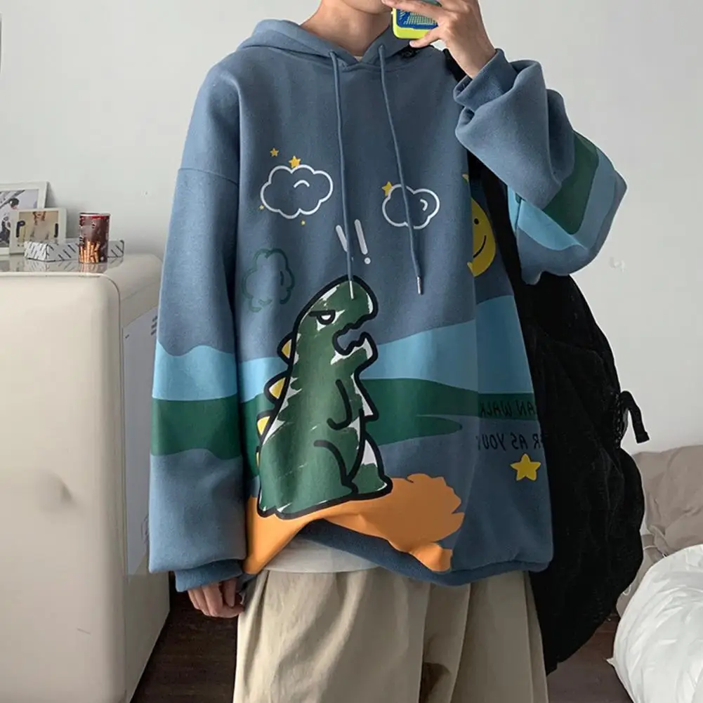 

Cartoon Dinosaur print long sleeve Pullovers oversized harajuku hoodie winter tops sweatshirt women korean style streetwear tops