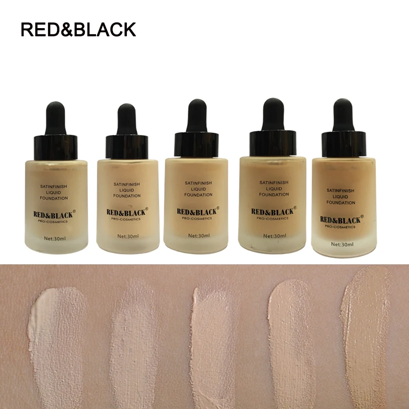 

Red&Black Foundation Base Makeup Professional Face Matte Spot Liquid Make Up Concealer Cream Waterproof Natural Cosmetic 30ml