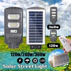 Светодиодный ная настенная лампа на солнечной батарее, фонарь с радаром IP65 и пассивным ИК датчиком движения, постоянно яркий, с дистанционным управлением, 120 Вт240 Вт360 Вт