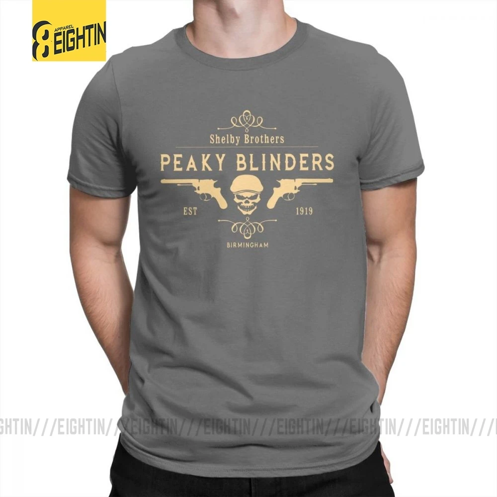 Темно-серый Peaky Blinders, футболка, Shelby Brothers, новинка, круглый вырез, короткий рукав, мужские белые футболки, хлопок, потрясающая одежда - Цвет: Темно-серый