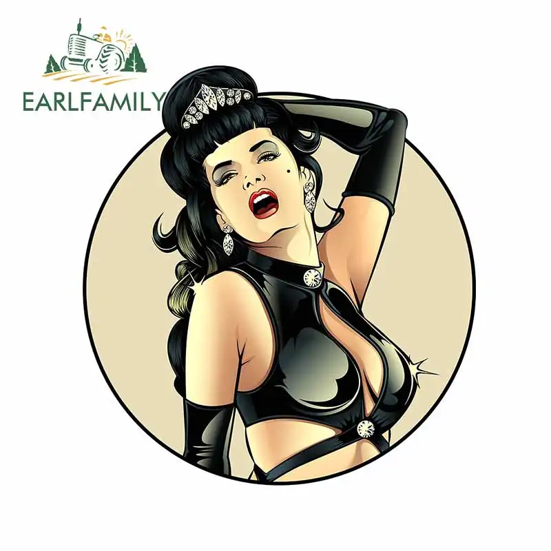 

EARLFAMILY 13cm x 11.8cm for Beautiful Retro Girl Cartoon Decal Windows Trunk Car Stickers Windshield Surfboard Vinyl Car Wrap