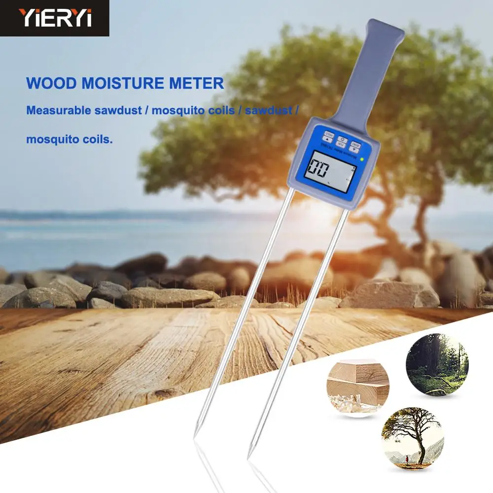 Yieryi profesional medidor de humedad para madera aserrín en polvo paca de heno turba higrómetro medidor de humedad TK100W