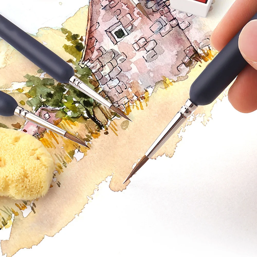 

1 Set of 10pcs Wolf Hair Tip Brushes Professional Detail Paint Brush Fine Detailing Painting Drawing Brushes