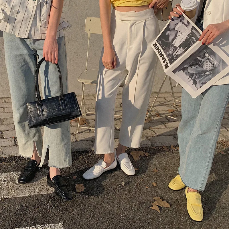 

Hjwsfdcai Women Flat Shoes Designer Brand Square Head Shoes Crocodile Pattern Loafers Casual Flat Heel Single Shoes Lazy Shoes