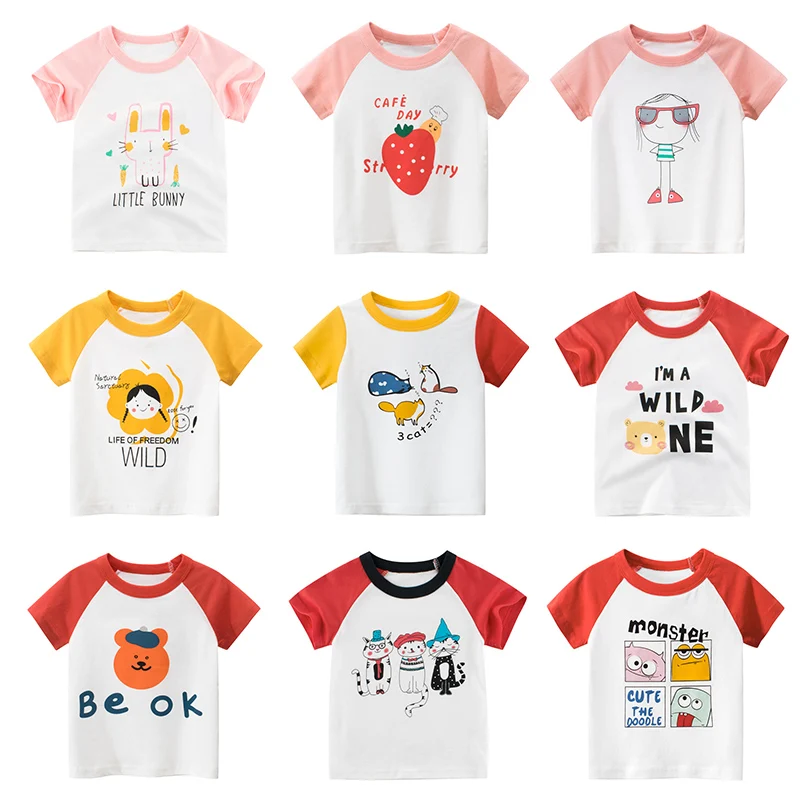 Детская футболка для девочек Летние хлопковые топы малышей Футболки Одежда