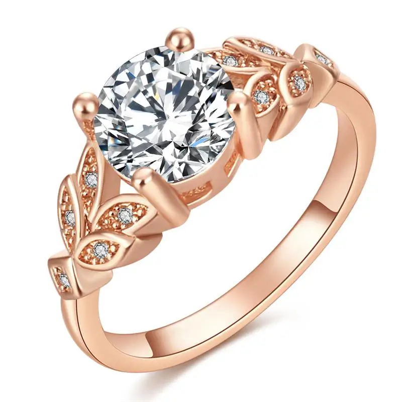 Rose gold FNIO, модное кольцо с кристаллами и цирконием, обручальное кольцо, набор для женщин, геометрические вечерние кольца, женское ювелирное изделие - Цвет основного камня: Rose gold