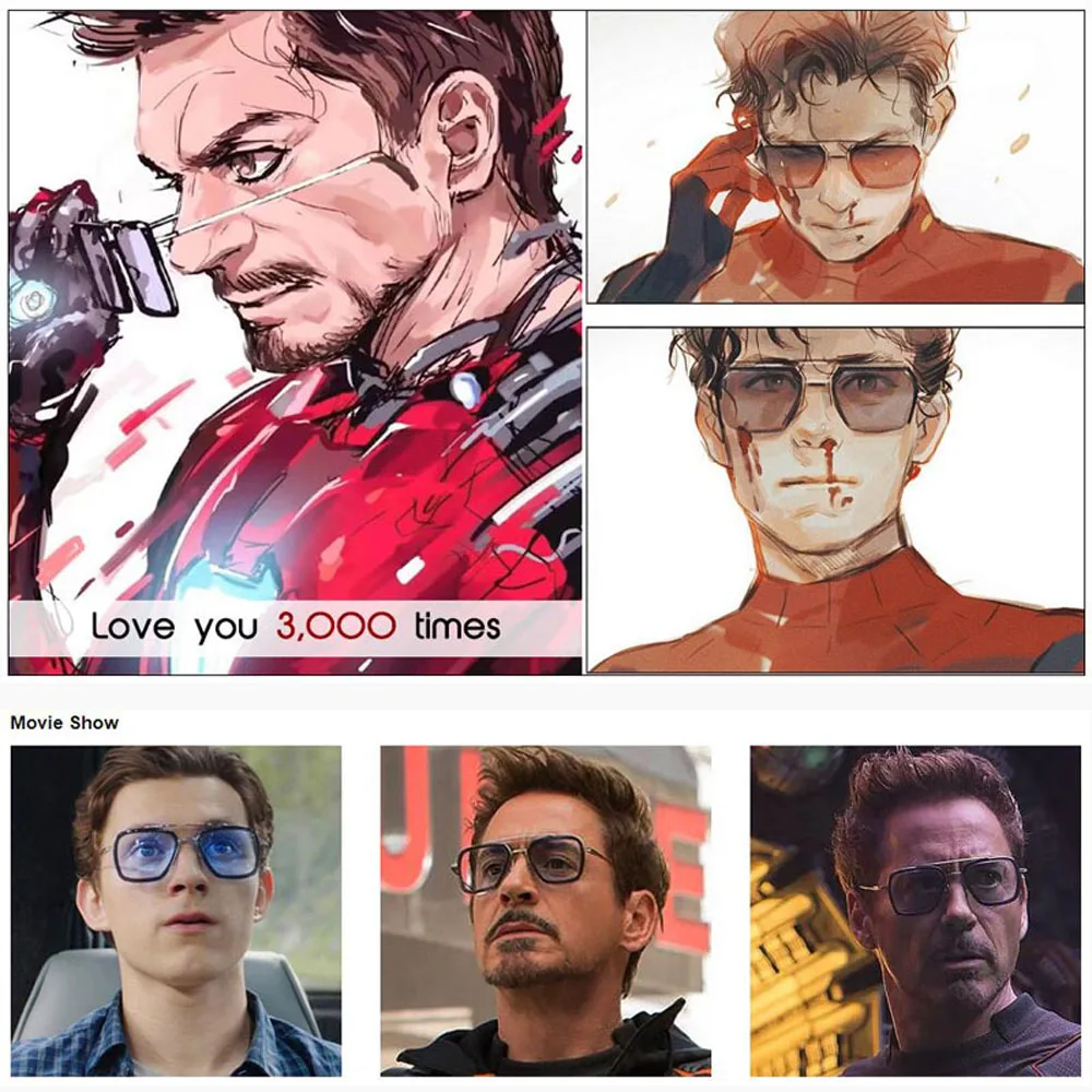 Tony Stark солнцезащитное стекло es iron man квадратное солнцезащитное стекло es для женщин и мужчин негабаритная Металлическая Рамка винтажная Роскошная брендовая дизайнерская стеклянная Мода