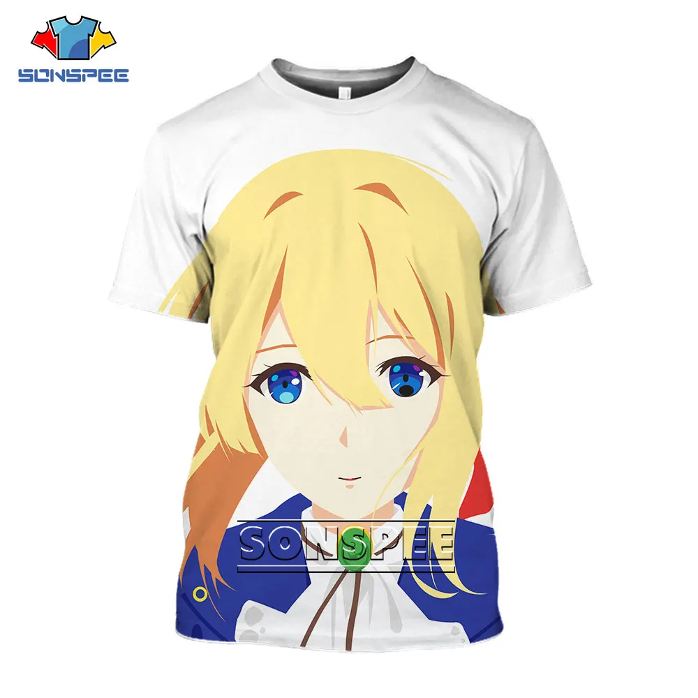 

SONSPEE Violet Evergarden Anime T Shirt Fashion Women Men T-Shirt All-match T Shirt Lovely Trend Comfortable Unisex Tops Tee