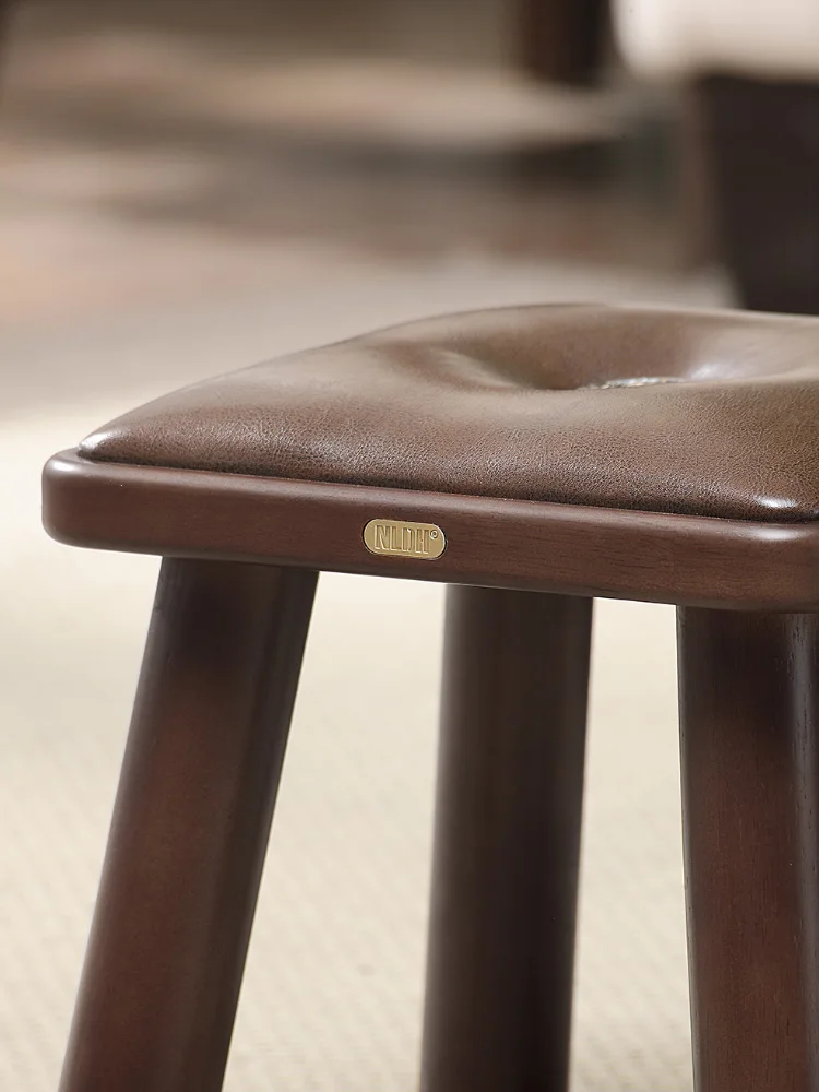 

Fangyuan Youdao solid wood stool small bench simple and nostalgic American living room leather stool practical and beautiful sof