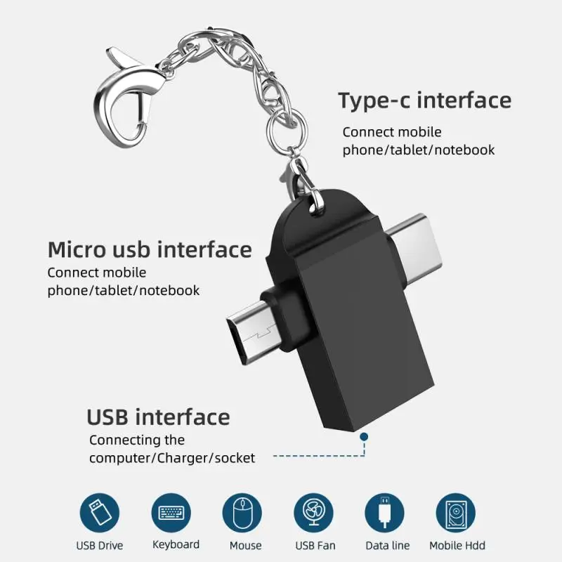 Микро-кабель с разъемом USB Type-C 2-в-1 OTG адаптер для Android телефонный кабель зарядки и