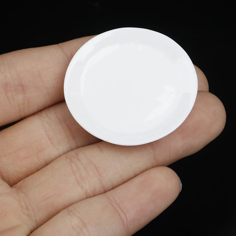 

4PCS 1:12 Dollhouse Miniatures White Round Dishes Plate Kitchen Accessories Toys