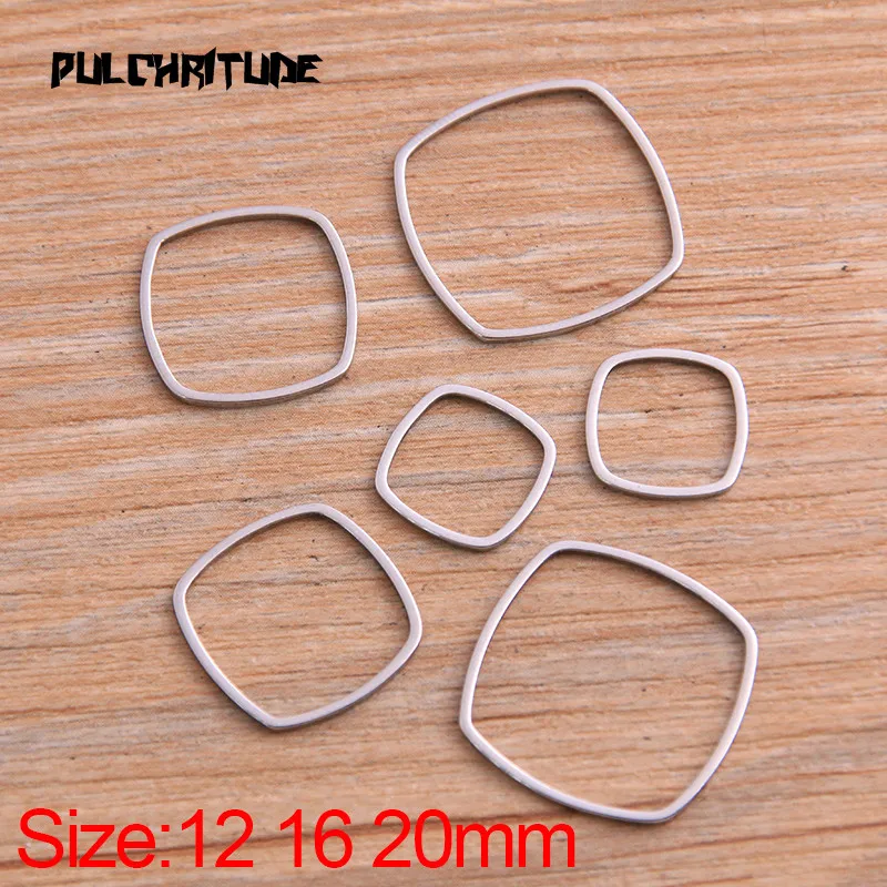 

PULCHRITUDE 20Pcs 3Size Square Charm Stainless Steel Pendant Open Bezel Hollow Pressed Resin Frame Mold Bezel DIY Jewelry Making