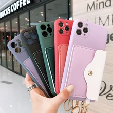 Simple Wallet Card Slots Holder Phone Case For iPhone 11 Pro Max XS XR X 6 7 8 Plus Solid Candy Color Soft Silicone Bcak Cover