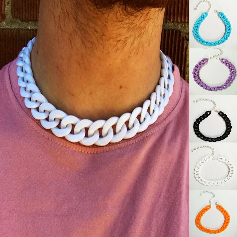 

Fashion Acrylic Neck Chain Colorful Thick Punk Necklace Bohemian Plastic Choker Collar Necklace Jewelry Women Men Gifts