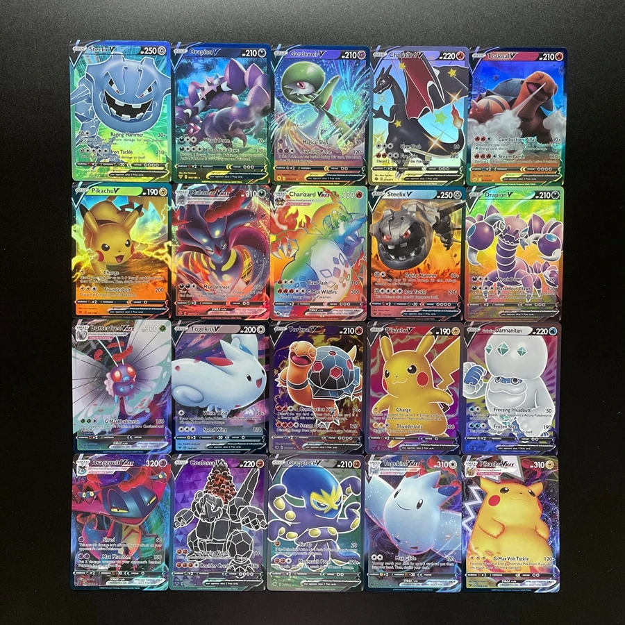 

100pcs New English Version Pokemon Shining Cards VMAX Display Pokmon Cards Playing Game Collection Booster Box Kids Boys Toy