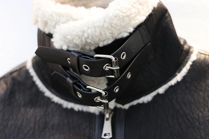 

Cyanlee women thick warm lalambswool jackets faux leather and fleece winter jackets wool liner outwear motorcycle cool coat