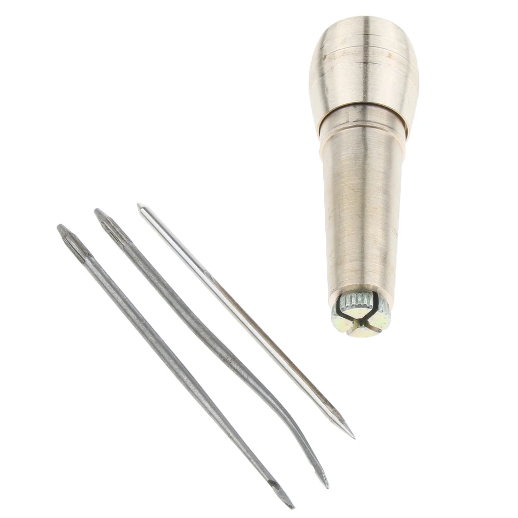 

Медная ручка с набором из 3 игл, инструменты для шитья из кожи ручной БРОШЮРОВЩИК