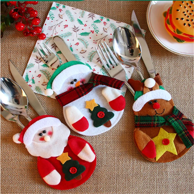 

Christmas 2021 Merry Christmas Knife Fork Cutlery Bag Set Christmas Decorations for Home 2021 Navidad 2021 Noel Happy New Year