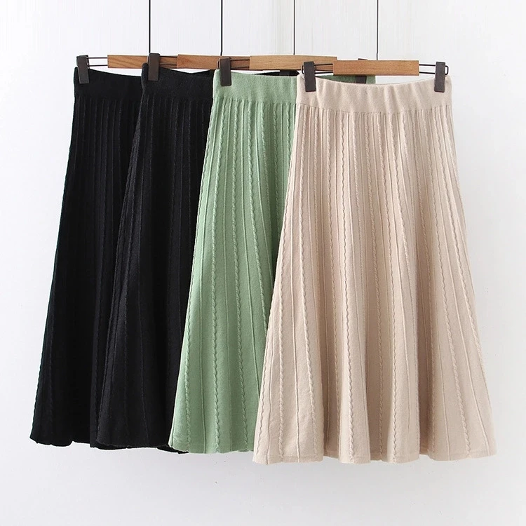 Авокадо зеленая трапециевидная трикотажная юбка осень зима Женская saia плотная |