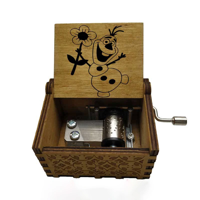 Деревянная музыкальная шкатулка с резьбой под старину Музыкальная принтом Let It Go