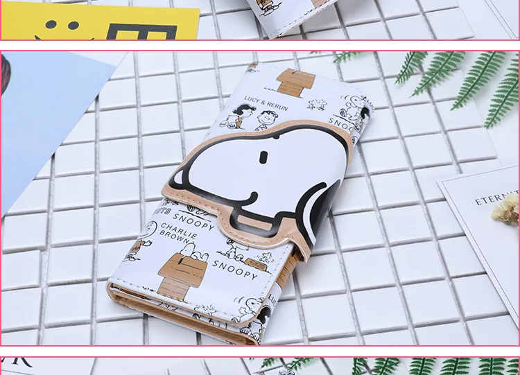 Импортные товары бумажник с изображением персонажей из мультфильма Snoopy BOY'S and GIRL'S Длинный кошелек мультфильм красивый мультяшный кошелек